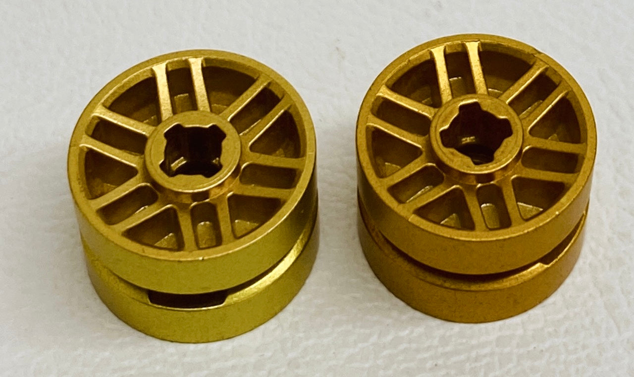 LEGO Metallic Gold Wheel 14mm x 9.9mm Pack of 2 - Rare Colour - Sydney Architecture / First Lego League