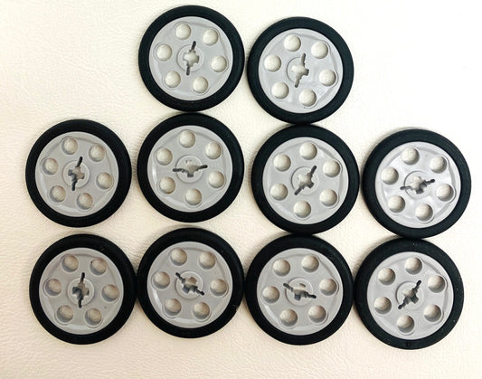LEGO Technic Wedge Belt Wheel / Pulley Fun Pack of 10 Light Bluish Grey with Black Tyres