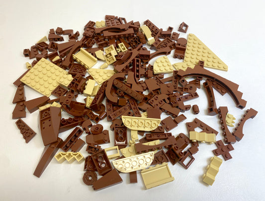 LEGO Reddish Brown and Tan Fun Pack Mixed Pieces Bricks Slopes Plates and More