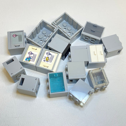 LEGO Light Bluish Grey Containers Fun Pack Crates Cupboards Lockers