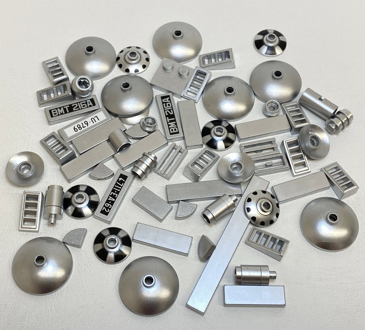 LEGO Metallic Silver Fun Pack Mixed Small Pieces Dishes Tiles Slopes and More