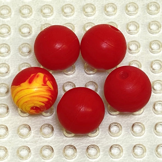LEGO Bionicle Balls Zamor Spheres Fun Pack of 5 - Red with Rare Marbled Red / Bright Light Orange