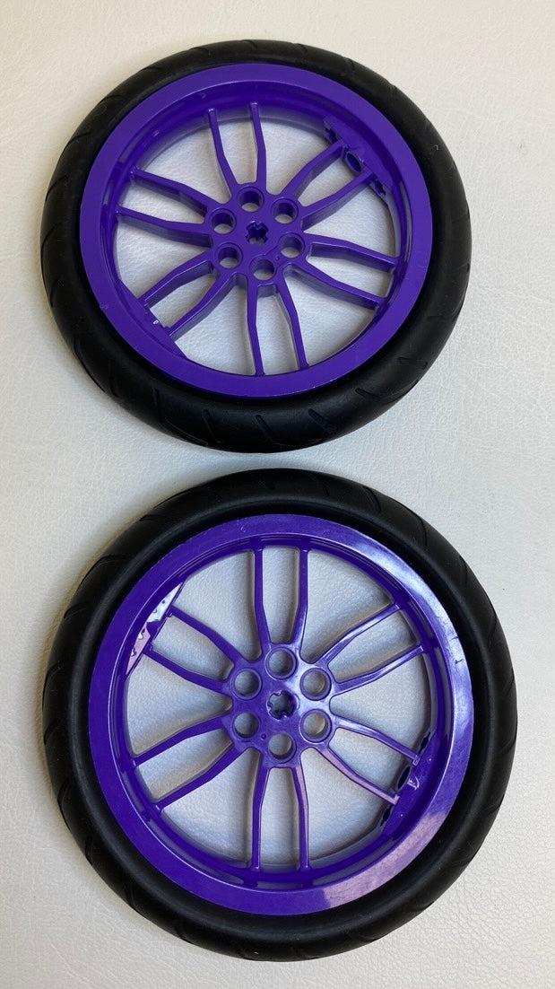 LEGO Technic / Bionicle Motorcycle Tyre 94.2x22 Pack of 2 With Dark Purple Hub