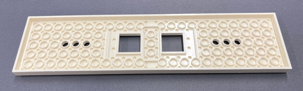 LEGO White Train Base 6x24 2 Square Cutouts And 3 Round Holes Each End