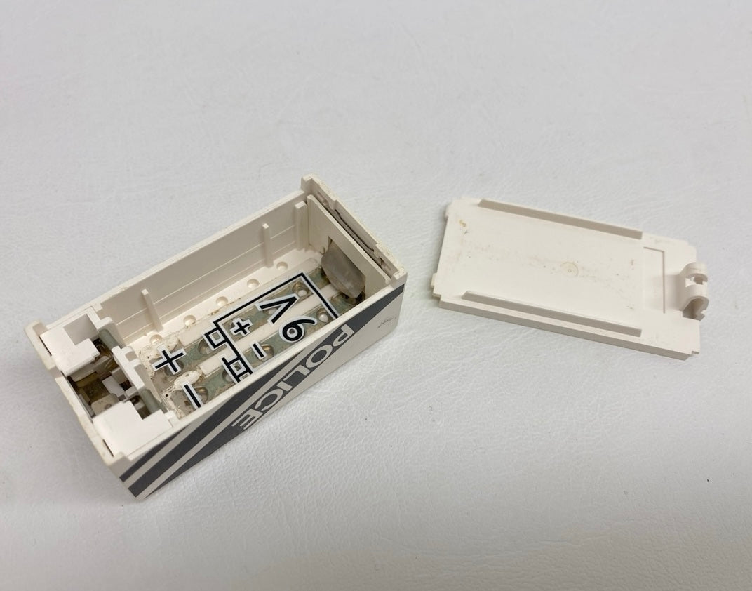 LEGO Vintage White 9V Battery Box with Police Pattern