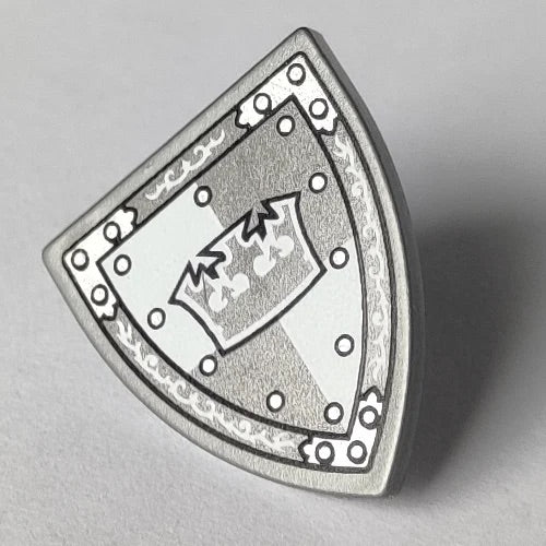 LEGO Castle Shield Flat Silver with Crown Pattern - For Heroic Knight Minifigure
